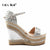 Buckle Open Toe Wedge Sandals High-heeled Shoes Woven