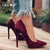 Pumps Women Shoes Red Flock Slip-On Shallow Wedding