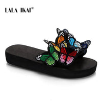 Women Slippers Summer 3D Butterfly embroidery Slides Slipper